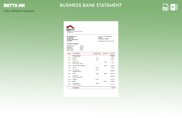 модерен стил Извештај за сметка на фирмата на деловната банка на капиталот на ба